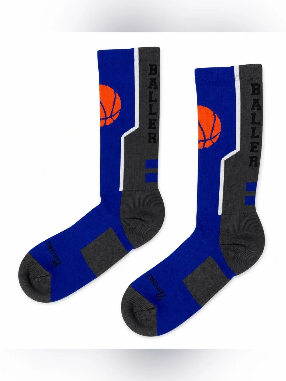 Mad Sports Stuff Baller Basketball Crew Socks Blue Gray Orange NWOT